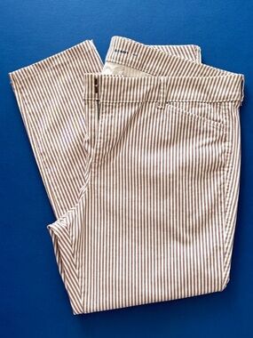 OLD NAVY Chino Pixie Pants Size 14 Burgundy White Work/Casual Stretch Pre-Owned